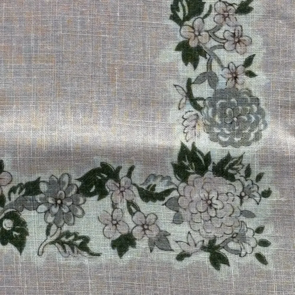 Vintage mid century printed cotton tablecloth 1950’s pink & white floral border